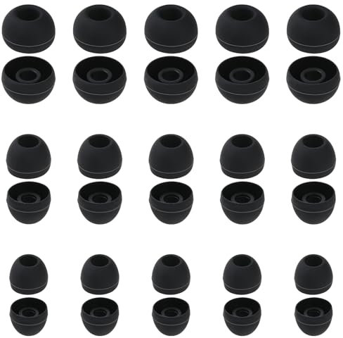 30 almohadillas de silicona de repuesto, almohadillas de silicona suave, almohadillas para orejas de repuesto en tamaños S/M/L, se adaptan a la mayoría de los auriculares (negro)