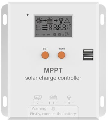 Y&H Controlador solar MPPT de 20 A, 12 V, 24 V, compensación de temperatura, panel solar, regulador de batería, máx. entrada PV, 75 VCC, trabajo con AGM, gel, flotante y litio