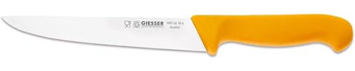 Giesser langes Stechmesser - Grifffarbe gelb - mit starker 18 cm Klinge & detektierbarem Kunststoffgriff - Zuschneidemesser für Fleischer, Metzger & Jäger