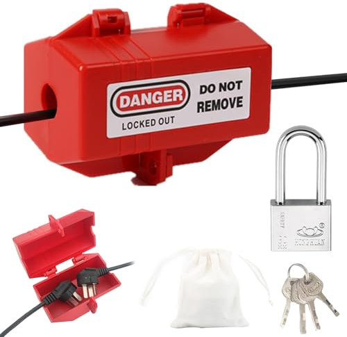 Waschmaschinen Schloss mit Vorhängeschloss,Stecker Schloss Stromdiebstahl Verhindern,Wasserdicht Anti-Versehentliche Berührung,für Waschmaschine und Stromkabel,Stecker Tresor