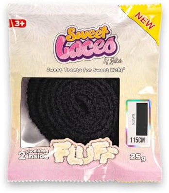 SweetLaces Fluff - 2 Lacets en peluche 145 cm Raven - Gros Lacet, Lacet Large - Lacets Sneakers & Basket, Campus 00s, Cortez - Lavables En Machine - Designés en France - Noir