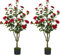 2 Pcs Künstlicher Kamelienbaum 120 cm, mit 24 Blühenden Rote Blumen, Kamelienpflanze, Künstliche Kunststoff Kamelienbaum, Topfpflanze für Modernes Büro Haus Wohnzimmer Bodendekoration Einfache Wartung