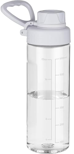 OLDLEY 600ml/20oz Water Bottle BPA Free Tritan Clear Water Bottle with Screw Lid & Carry Loop Reusable Leakproof Drinking Bottle for Sports, Gym, School, Outdoor (Transparent)