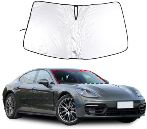 Compatible avec Porsche Panamera 971 (2017-2023) Parasol de voiture, protection solaire pour pare-brise | Fabriqué sur mesure pour SUV | Pare-soleil avant avec couverture extra large | Film