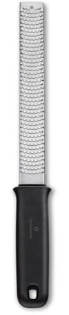 Victorinox Zester, Black 20 cm Stainless Steel Citrus Grater | Etched blades for citrus, cheese or chocolate with ergonomic handle and nonslip silicone feet. Swiss Made