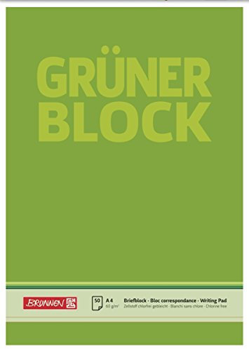Baier & Schneider Brunnen 1052636 Briefblock / Schreibblock / Der grüne Block (A4, blanko, 50 Blatt, 60g/m²)