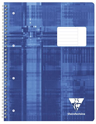 Clairefontaine 68225C - Notizbuch mit Spiralen STUDIUM A4 Innenraum gestreiften Horizontaler Rand 160 Seiten, Farbe blau