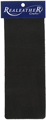 Realeather Crafts Leder Deertan Trim Stück 9 Zoll x 3 Zoll, Schwarz