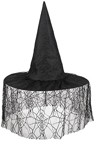 Boland 97002 - Hut Hexe Seda, 1 Stück, Einheitsgröße, schwarz, Schleier, Spinnennetz, Tüll, Zauberer, Magier, Glamour, Accessoire, Halloween, Karneval, Kostüm, Verkleidung, Mottoparty