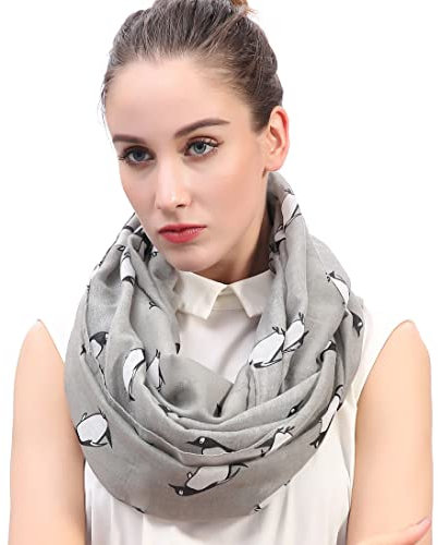 Lina & Lily Pinguin Damen Loop Schal Schlauchschal (Grau)