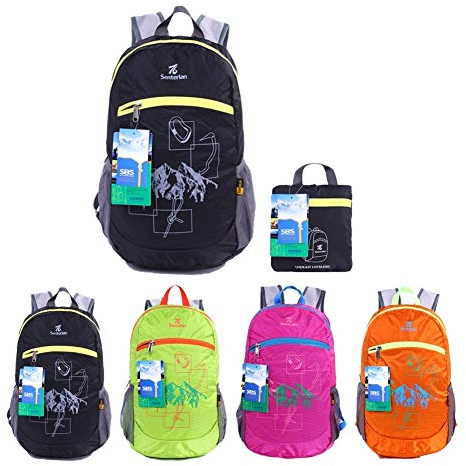 EGOGO Wasserdicht Faltbare Stopfbare Wandern Reisen Rucksack School Tasche Rucksack für Mädchen Jungen College Studenten S2016 (Schwarz)