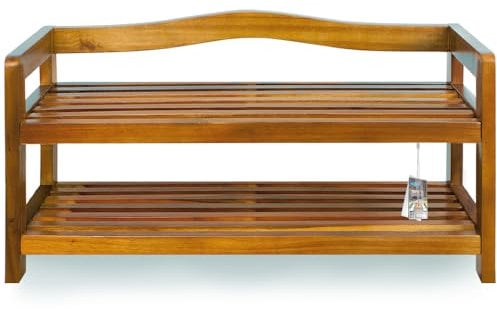 Casaria® Schuhregal mit 2 Ebenen 75x26x42cm FSC®-Zertifiziert Akazien Holz Massiv Bad Diele Flur Bad Schuhschrank Schuhaufbewahrung Schuhständer Braun