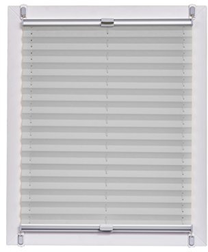 Sunlines Plissee Made in Germany, Tageslicht, Crepes Uni Klemmfix, Silbergraue Schiene, 120 x 150, Stoff, Grau, 120 x 150cm