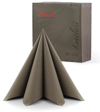 Prime Guest Servietten BRAUN, Premium Edition für Hochzeiten und Feiern, aus Prime Guest Airlaid, stoffähnlich, 50er Packung, 50 Stück, 40 x 40 cm, ¼ Falz