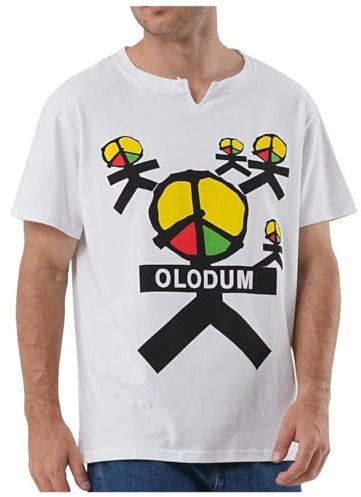 Shuanghao Herren Damen T-Shirt Baumwolle Weiche Lose Bequeme Casual Fashion Top Weihnachten Halloween Cosplay Olodum Anti-Krieg Dance Tänze Retro Männer Frauen Jungen Mädchen Kostüme T-Shirt(White,XL