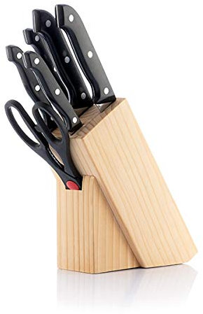 Juego de Cuchillos con Portacuchillos de Madera (6 Piezas)