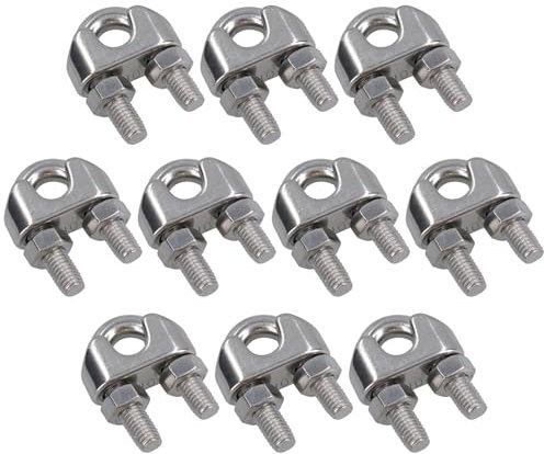 10mm Wire Rope/Cable Grip/Clamp Stainless Steel 316 Marine Grade 10 Pack