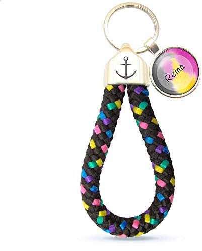 MeLifestyle Schlüsselanhänger aus Segelseil Paracord für die Arbeit Auto Haus und Privat Atlantic Black/Colorful