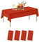 YANGTE 4 Pack Red Plastic Table Cloth Party Table Covers, 54 in x 108 in Tablecloth for Indoor or Outdoor Parties, Birthdays, Weddings, Christmas