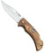 Navaja Cudeman 326-LF hoja de acero ACX-380 de 9,5 cm y empuñadura de madera de olivo de 11 cm con funda de cuero para Caza, Pesca, Supervivencia y bushcraft + Portabotellas Regalo