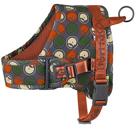 Hurtta Go Harness Hundegeschirr gepolstert, für kleine und große Hunde, vorne verstellbar, mit Griff und Reflektor-Band, Rot 55-65cm