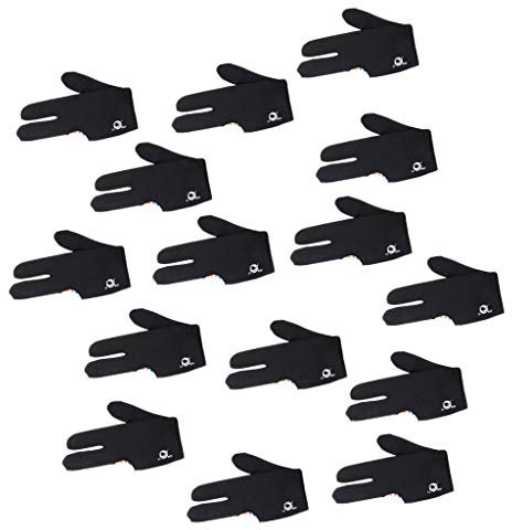 15 Stück Profi Schwarz Snooker Pool Billard Queue 3 Drei Finger Handschuh