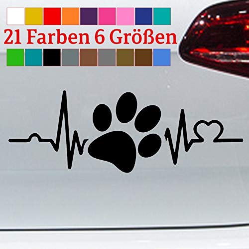 generisch Herzschlag Pfote Hunde Aufkleber Sticker Retriever Labrador Love Terrier Mops in 6 Größen und 21 Farben