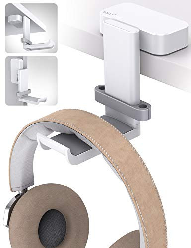 Lamicall Headphone Stand, Swivels Headset Hanger - Adjustable Desktop Earphone Holder Hook Mount for Gaming Headset, Kids Headphones, Wired Headphones, Sony, Sennheiser, Beats, xBox, etc - White