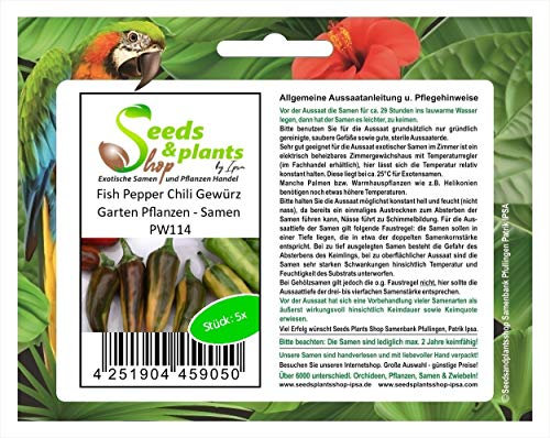 Stk - 5x Fish Pepper Chili Gewürz Garten Pflanzen - Samen PW114 - Seeds & Plants Shop by Ipsa