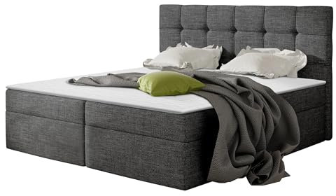 Mirjan24 Boxspringbett Felipe mit 2 Bettkästen, Lattenrost und Matratze im Set, Doppelbett mit Kopfteil, Polsterbett, Farbauswahl, Bett Stilvoll Schlafzimmer, Bettgestell (Muna 10., 180 x 200 cm)