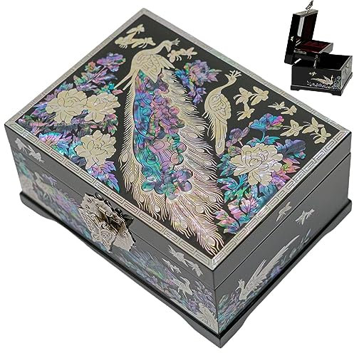 February Mountain Mother of Pearl Zwei-Ebenen-Schmuckkasten - Handgemachte koreanische Kunst Dekorative Box Geschenke für Frauen