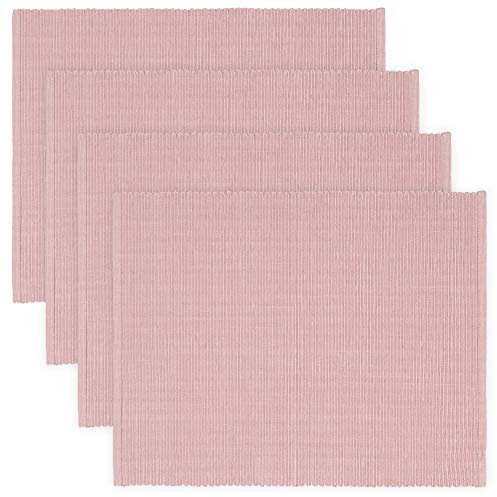 LINUM Uni 4-er Pack Tischsets 35x46 cm, 100% Gerippte Baumwolle, Abwaschbar, Altrosa