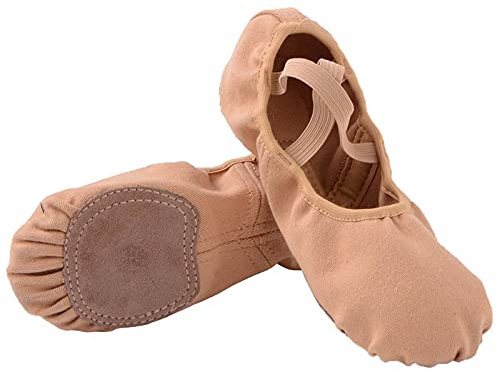 Ballettschuhe Damen Geteilte Ledersohle Ballettschläppchen Mädchen Ballett Trainings Schläppchen Tanzschuhe Frauen Spitzenschuhe Gelb 38