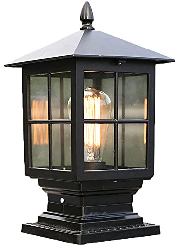 ChaoZan Lámpara de Sobremuro Exterior Farola de Exterior Negro IP44 Impermeable 60W E27 Retro Vintage 18.5cm x 18.5cm x 35.5cm Patio Jardín Balcón Terraza Escalera Césped