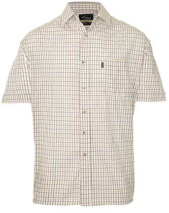 WALKER AND HAWKES - Men's Easy Care Short Sleeve Country Shirt - Red - X-Large (44'')