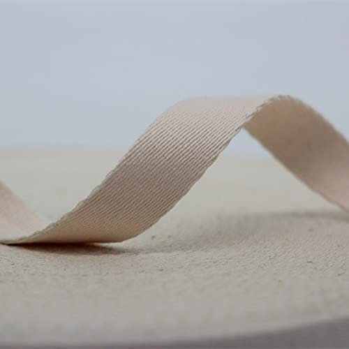 Duories 10 Yards Nähtechnik Köperband Baumwoll Schrägband Textilband Baumwoll Gurtband Nahtband für Taschen,Umhängetaschen,Handtaschen,Basteln Nähen DIY Handwerk,15 Farben und 5 breites(Beige,32mm)