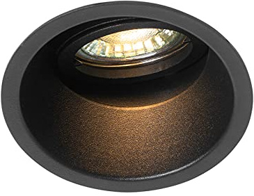 Qazqa Einbaustrahler, Einbauleuchte - Alloy - Schwarz, max. 50W, Geeignet für LED, 8.8cm, Rund, Ideal als Flur, Küche lampe und Schlafzimmerlampe