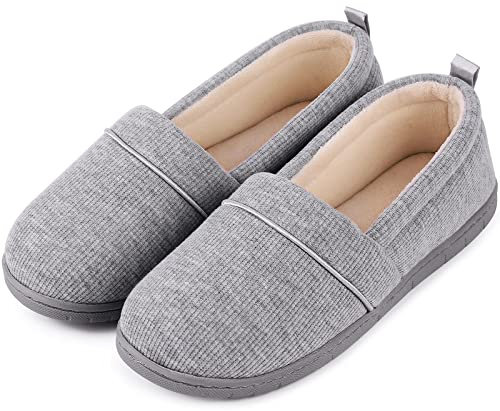 EverFoams Pantofole da donna in memory foam, leggere, in spugna, con suola in gomma antiscivolo, grigio chiaro, 39 EU
