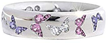 luoluoluo Frau Schmetterling Kristall Ring Vintage Gemischte Farbe Zirkon Silber Ring Damen Romantischen Ehering Feinen Schmuck für Frauen Mädchen