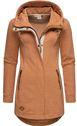 Ragwear Damen Leichter Sweat Übergangsmantel lang windabweisend mit Kapuze Letty Intl. Dusty Rose22 Gr. XL