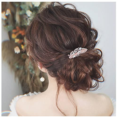 Allereya Kristall Pfau Haarspange - Gold, Strass - Haarspange Clip - Kristall Hochzeit Kopfbedeckungen CZ Pfau Kopf Clip - Braut Haarschmuck für Frauen und Mädchen (Gold, 1 stück)