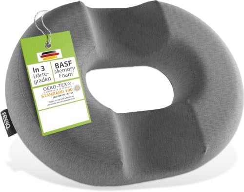 feela.® Orthopädisches Sitzring [3 Härtegrade] – Hämorrhoiden Sitzkissen mit Loch – nach OP & Geburt – Sitzring Steißbein Entlastung, Hämorriden Kissen, Sitzdonut – lindert Schmerzen (Weich)
