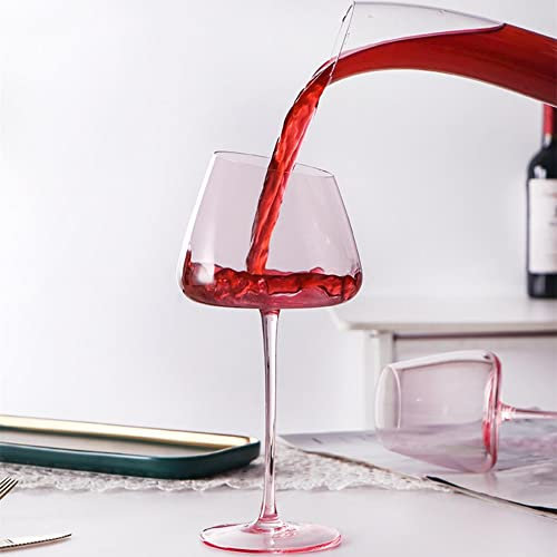 HALAWAKA Lot de 2 verres à vin rouge sans plomb avec fond concave – Verre à vin en cristal de style flamant rose – Verres à champagne en cristal pour cocktail bordeaux
