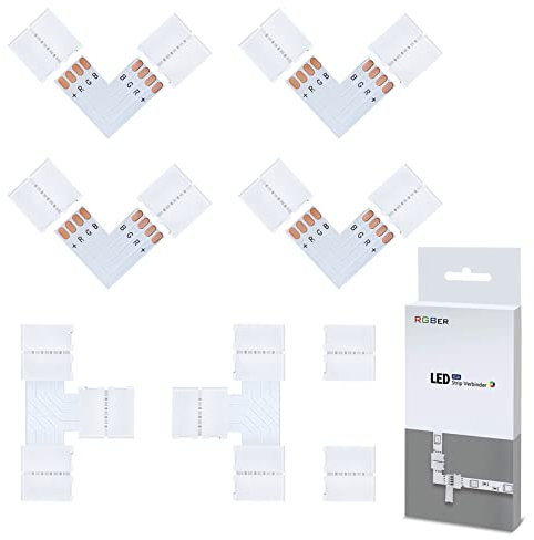 LED Eckverbinder, T- Form Strip Verbinder, 10mm 4 Polig RGB 5050 Streifen Ecke, Stripe, L- Form LED Strip Schnellverbinder, LED Lichtstreifen Steckverbinder