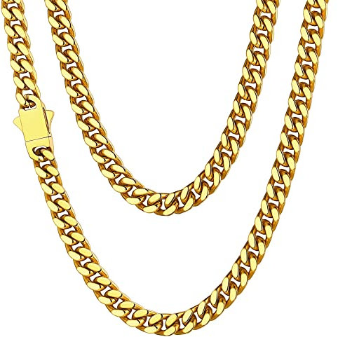 ChainsHouse Goldkette Herren Edelstahl Kette Panzerkette 66cm Partner Kette 5mm breit Kette Herren Modeschmuck