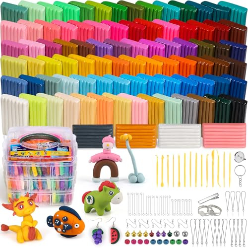 Ixiaoyoo Polymer Clay, 88 Colors Oven Bake DIY Modeling Clay Kit for Kids | With Sculpting Tools, Easy to Shape, Non-Sticky, Art Crafts for School Project, Home, Creative Gift for Children and Artists