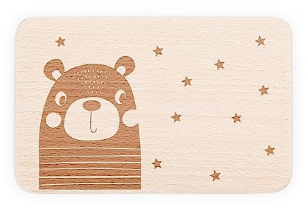 KIDSMOOD Personalised Breakfast Board - Wooden Chopping Board with Engraving - Here Crumbles Board as Christening Gifts for Girls and Boys - Personalised Gifts Baby & Children