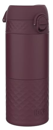 ION8 Insulated Travel Mug, Leak Proof, Triple Lock Secure, Spill-Free in Transit, Hygienic Cover, Easy-to-Clean, Perfect On-The-Go, Soft Base, Stainless Steel, BlackBerry