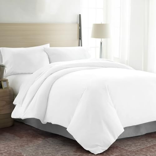 EKOSCIOUS 100% Tencel Lyocell Eucalyptus Sateen Solid, Super King Size Duvet Cover Set, with 2 Pillowcase, White - 300 Thread Count Breathable