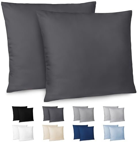 Dreamzie Kissenbezug 80x80 2er Set - Kopfkissenbezug 80x80 Dunkelgrau mit Reißverschluss aus Mikrofaser Weich, 80x80 cm Pillow Cover